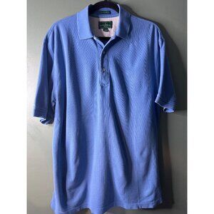 Outer Banks Mens Polo Shirt Large Blue 50/2 Egyptian Cotton Preppy Golf Classic
